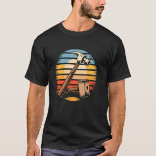 Retro Hammer Holzarbeiten Tischler Holzwerker Zimm T-Shirt