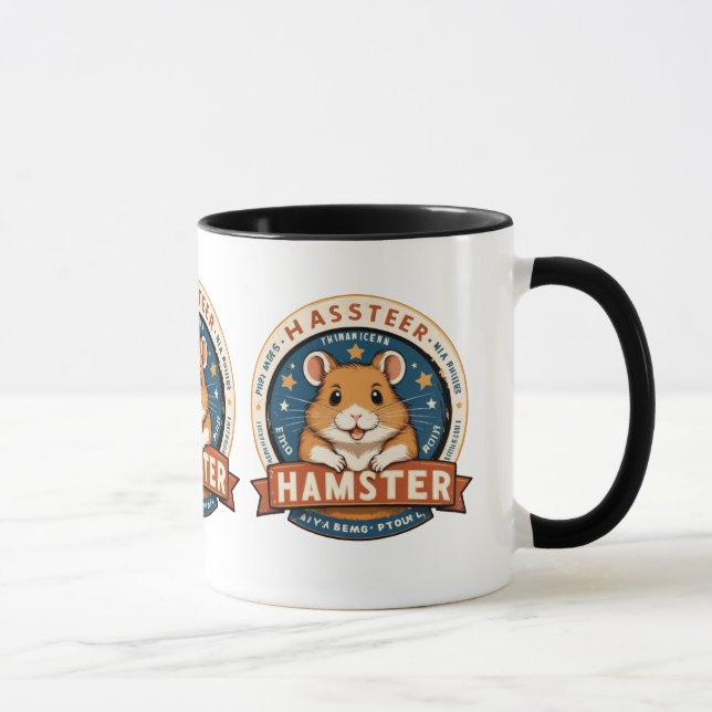 Retro Hamster Rings Emblem Art Tasse (Rechts)