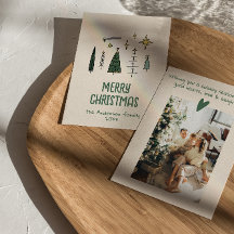 Retro Hand bemalt Gezeichnet Grüne Weihnachtsbaume