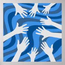 Retro Hand Blue Lines Art