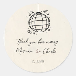 Retro Hand Drawn Disco Ball Illustration  Runder Aufkleber