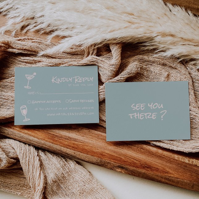 Retro Hand Drawn farbenfrohe Funky GlassensWedding RSVP Karte (Von Creator hochgeladen)