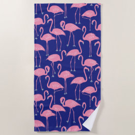 Retro Hand-Drawn Flamingo Pattern | Cool Coastal Strandtuch