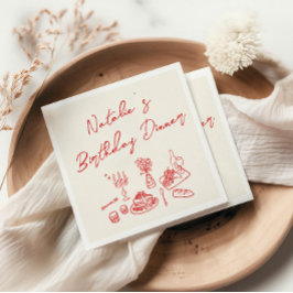 Retro Hand Drawn Fun Geburtstag Milstone Abendesse Serviette