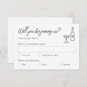 Retro Hand Drawn Fun Writing Wedding Response Card RSVP Karte