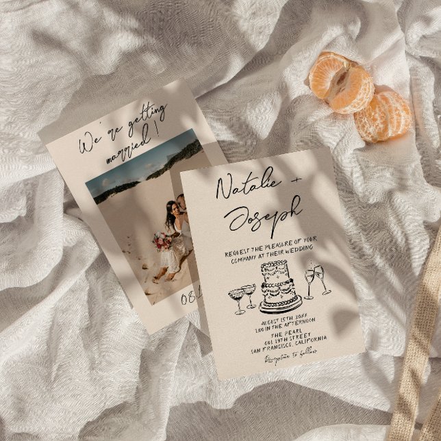 Retro Hand Drawn geschrieben Kuchen Quirky Foto Ho Einladung (Von Creator hochgeladen)