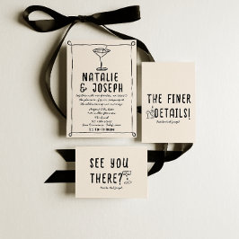 Retro Hand Drawn geschriebener Cocktail Quirky Hoc Einladung