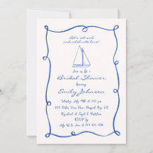 Retro Hand Drawn Nautical Sailboat Brautparty