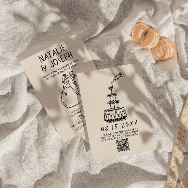 Retro Hand Drawn Quirky Einzigartiger QR Code Hoch Einladung (Von Creator hochgeladen)