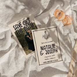 Retro Hand Drawn Quirky Einzigartiges Foto Boho We Save The Date