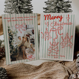 Retro Hand Drawn Red & Green Funny Funny Weihnacht Feiertagskarte