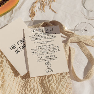 Retro Hand Drawn Sketchy Quirky Wedding Details Begleitkarte