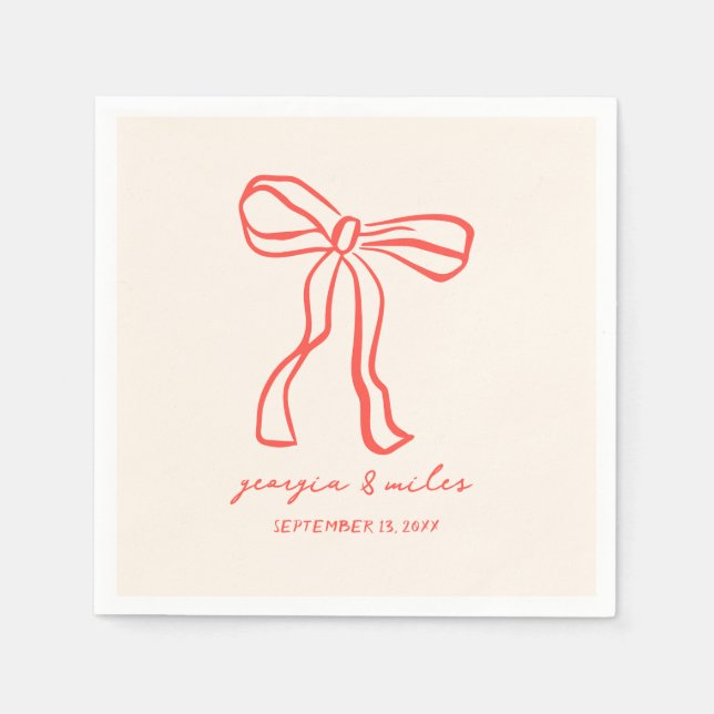 Retro Hand Drawn Wedding Napkins Serviette (Vorderseite)