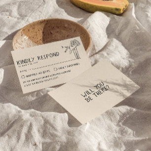 Retro Hand geschrieben Gezeichnet Einzigartige tre RSVP Karte