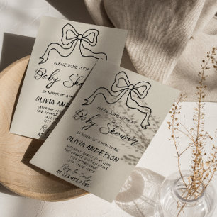 Retro Hand geschrieben Gezeichnet Ribbon Bow Babyd Einladung