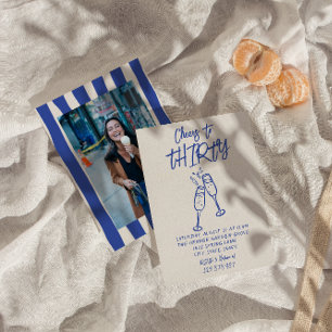 Retro Hand gezeichnet 30. Anruf zum Foto Geburtsta Einladung