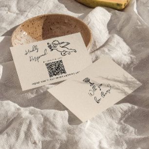 Retro Hand Gezeichnet Cupid QR Code Hochzeit RSVP Karte