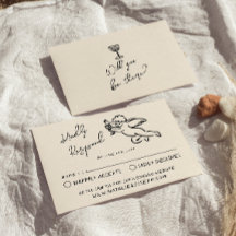Retro Hand Gezeichnet Cupid Quirky Wedding RSVP