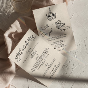 Retro Hand gezeichnet Geschrieben Kupid alle in ei Einladung