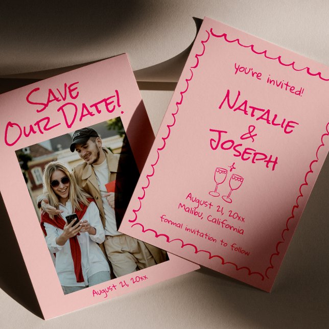 Retro Hand gezeichnet Geschriebenes farbiges Foto  Save The Date (Von Creator hochgeladen)