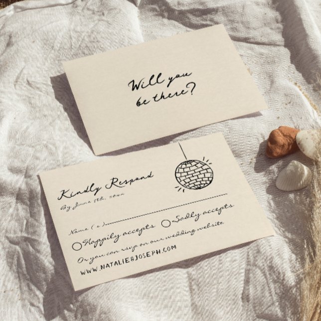 Retro Hand Gezeichnet kühne lustige Hochzeit RSVP Karte (Von Creator hochgeladen)