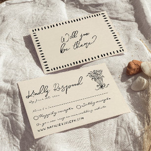 Retro Hand Gezeichnet kühne Niedliche Hochzeit RSVP Karte