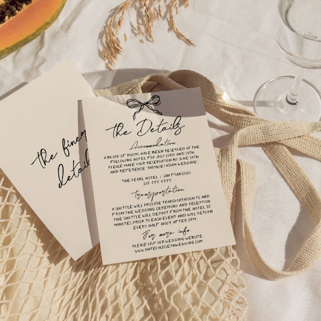 Retro Hand Gezeichnet Quirky Wedding Details Begleitkarte (Von Creator hochgeladen)