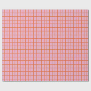 Retro Hand gezeichnet Rot Kariert auf Rosa Geschenkpapier
