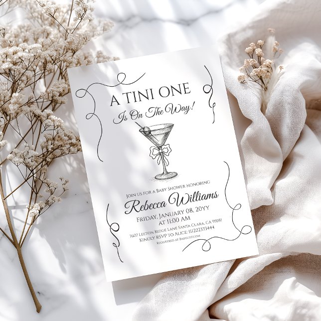 Retro Hand gezeichnet Tini One Martini Baby Dusche Einladung (Von Creator hochgeladen)