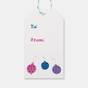 Retro Hand Gezeichnet Weihnachtsschmuck Mitte des  Geschenkanhänger