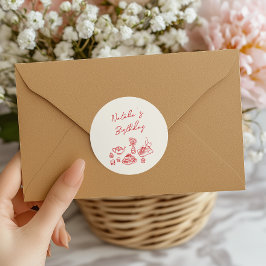 Retro Hand gezeichnete rote Tablette Geburtstagsbr Runder Aufkleber