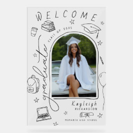 Retro Hand gezeichnetes Foto Abschluss Willkommen Acrylschild