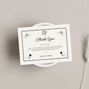 Retro Hand gezeichnetes französisches Foto Horizon Dankeskarte