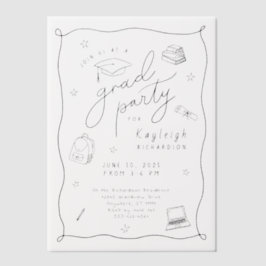 Retro Hand gezogenes Party Vellum Einladung