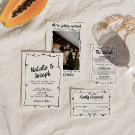 Retro Hand schrieb einzigartige moderne Frame Wedd Einladung