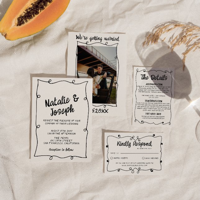 Retro Hand schrieb einzigartige moderne Frame Wedd Einladung (Von Creator hochgeladen)