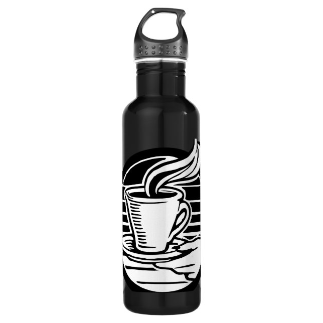 Retro Hand Serving Coffee Illustration Logo Style Trinkflasche (Vorderseite)