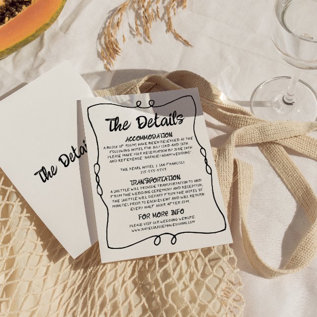 Retro handgeschriebene Rahmen Moderne Hochzeitsdet Begleitkarte (Von Creator hochgeladen)