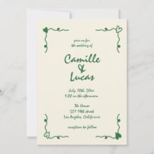 Retro Handgeschriebene Whimsical Green Wedding