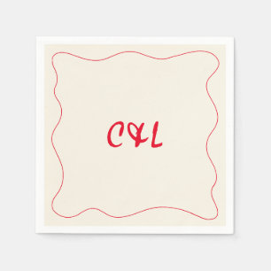 Retro Handgeschriebene Whimsical Red Wedding Serviette