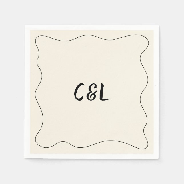 Retro Handgeschriebene Whimsical Wedding Serviette (Vorderseite)