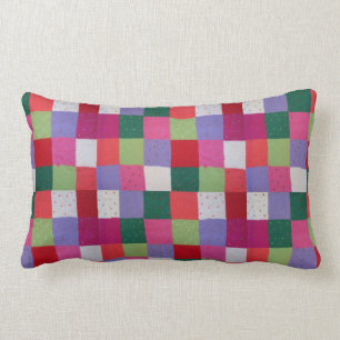 Retro handgestrickte bunte Patchwork-Quadrate Lendenkissen