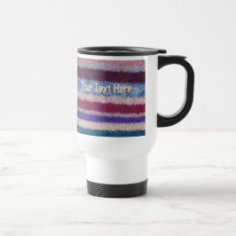 Retro handgestrickter bunter Streifenspaß Reisebecher