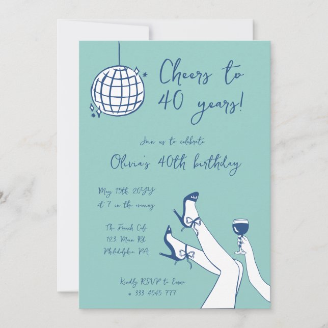 Retro handgezeichnete BIrthday Party-Einladung Einladung (Vorderseite)