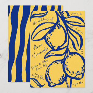 Retro Handgezeichnete Handschriftliche Blaue Itali Einladung