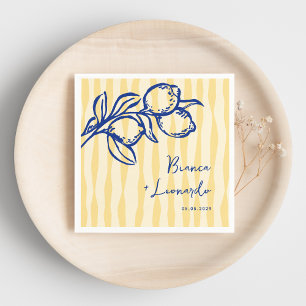 Retro Handgezeichnete Handschriftliche Blaue Itali Serviette