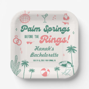 Retro Handgezeichnete Palm Springs Junggesellinnen Pappteller