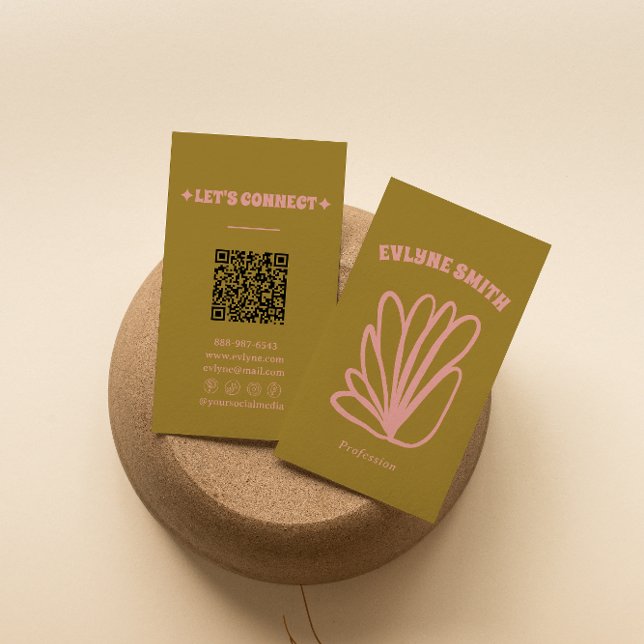 Retro handgezeichneter farbenfroher QR-Code groovy Visitenkarte (Von Creator hochgeladen)