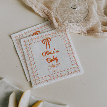 Retro Handgezeichneter Orangen-Schleifen-Gingham-B