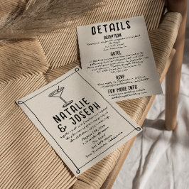 Retro handgezeichneter Rahmen Cocktail in einer Ho Einladung